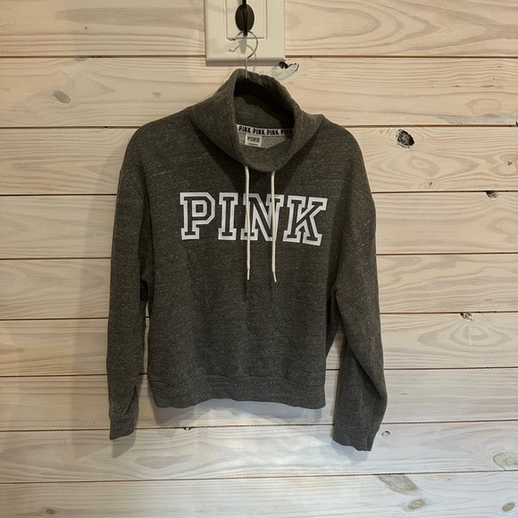 Victoria's Secret Tops - Victoria's Secret PINK Charcoal Cowl Neck Sweater